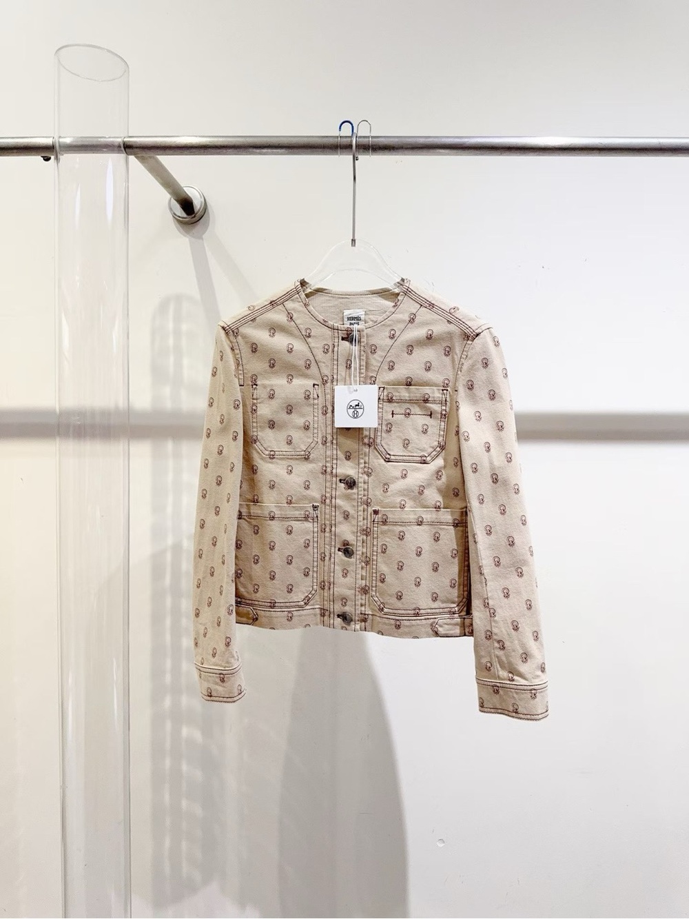 Hermes Beige Patterned Denim Jacket